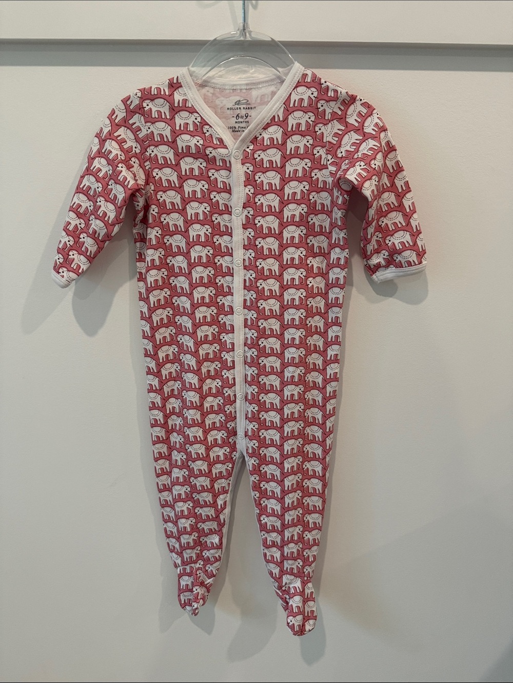 Roller Rabbit Pink and White Elephant Footed One-Piece